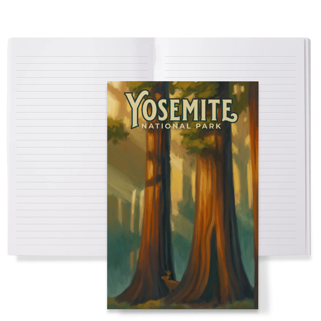 Lined 6x9 Journal, Yosemite National Park, California, Visit Mariposa Grove, Oil Paintings, Lay Flat, 193 Pages, FSC paper
