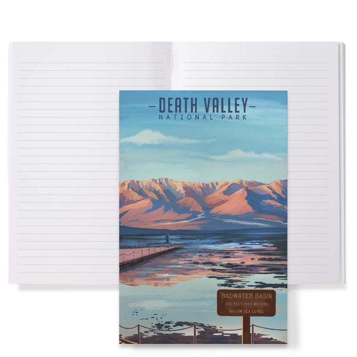 Lined 6x9 Journal, Death Valley National Park, California, Badwater Basin, Oil Painting, Lay Flat, 193 Pages, FSC paper
