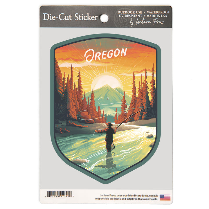 Oregon, This is Living, Fishing, Mountain, Vinyl Sticker