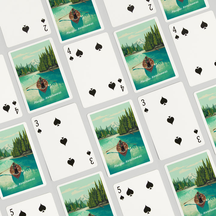 Playing Cards, Pacific Northwest, Quiet Explorer, Boating, Mountain, 52 Card Deck with Jokers in Box, Unique Art