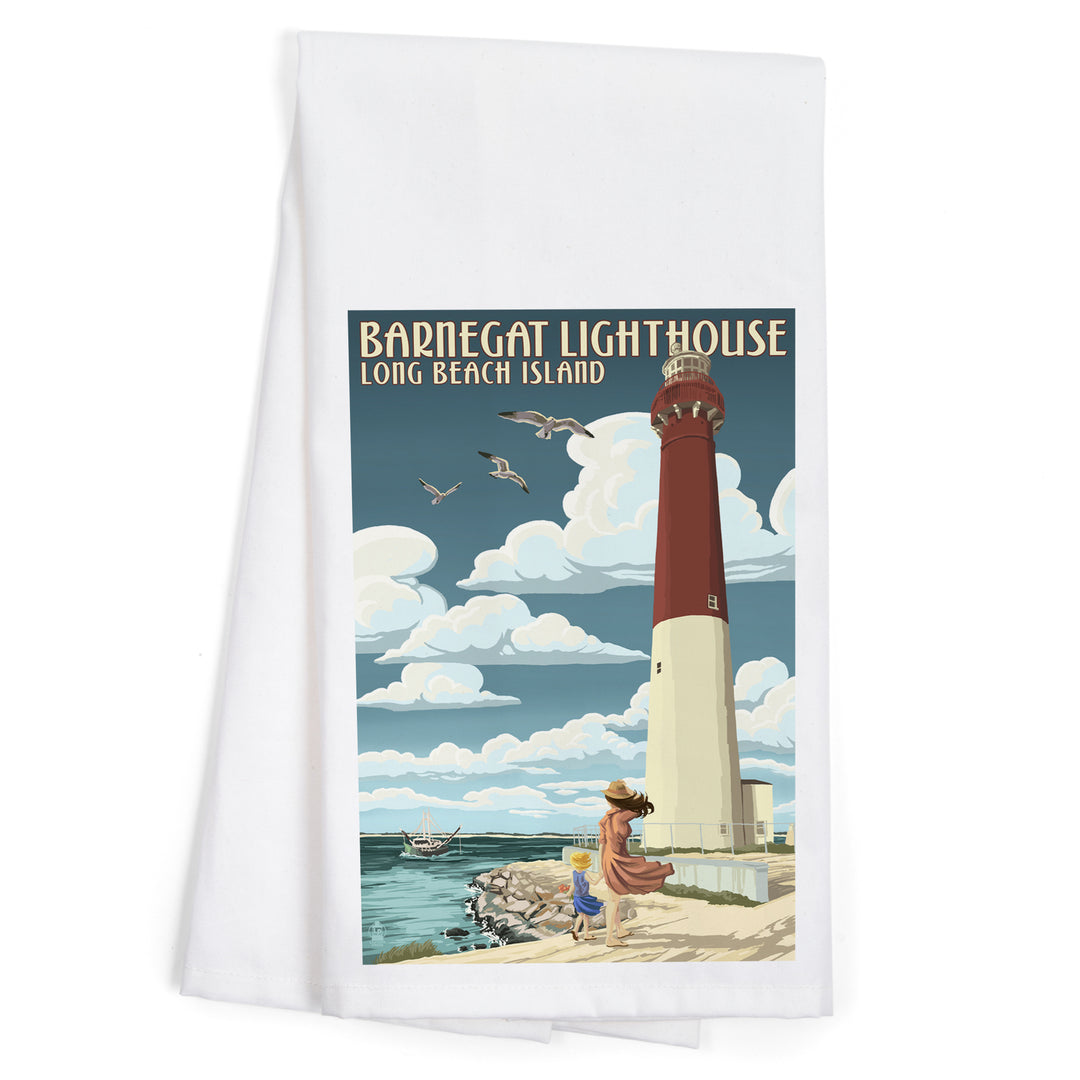 Long Beach Island, New Jersey, Barnegat Lighthouse, Organic Cotton Kitchen Tea Towels