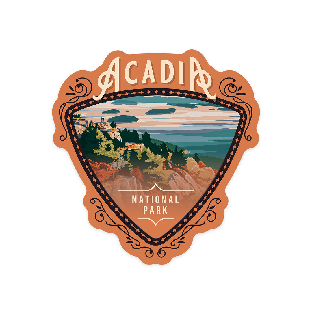 Acadia National Park, Maine, Painterly National Park Series, Contour, Vinyl Sticker