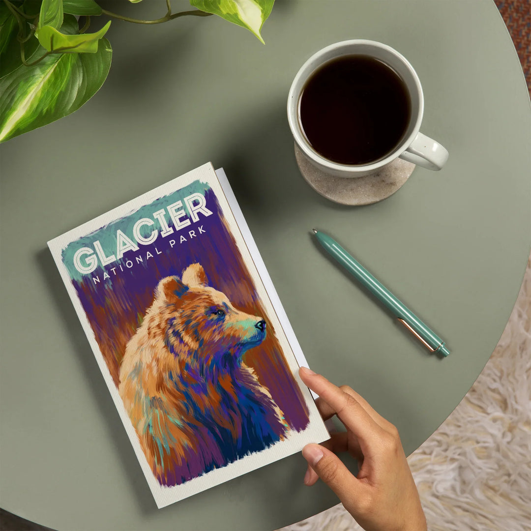 Lined 6x9 Journal, Glacier National Park, Montana, Vivid Grizzly Bear, Lay Flat, 193 Pages, FSC paper