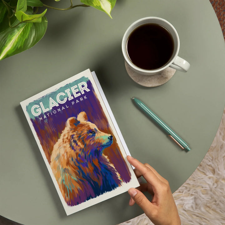 Lined 6x9 Journal, Glacier National Park, Montana, Vivid Grizzly Bear, Lay Flat, 193 Pages, FSC paper