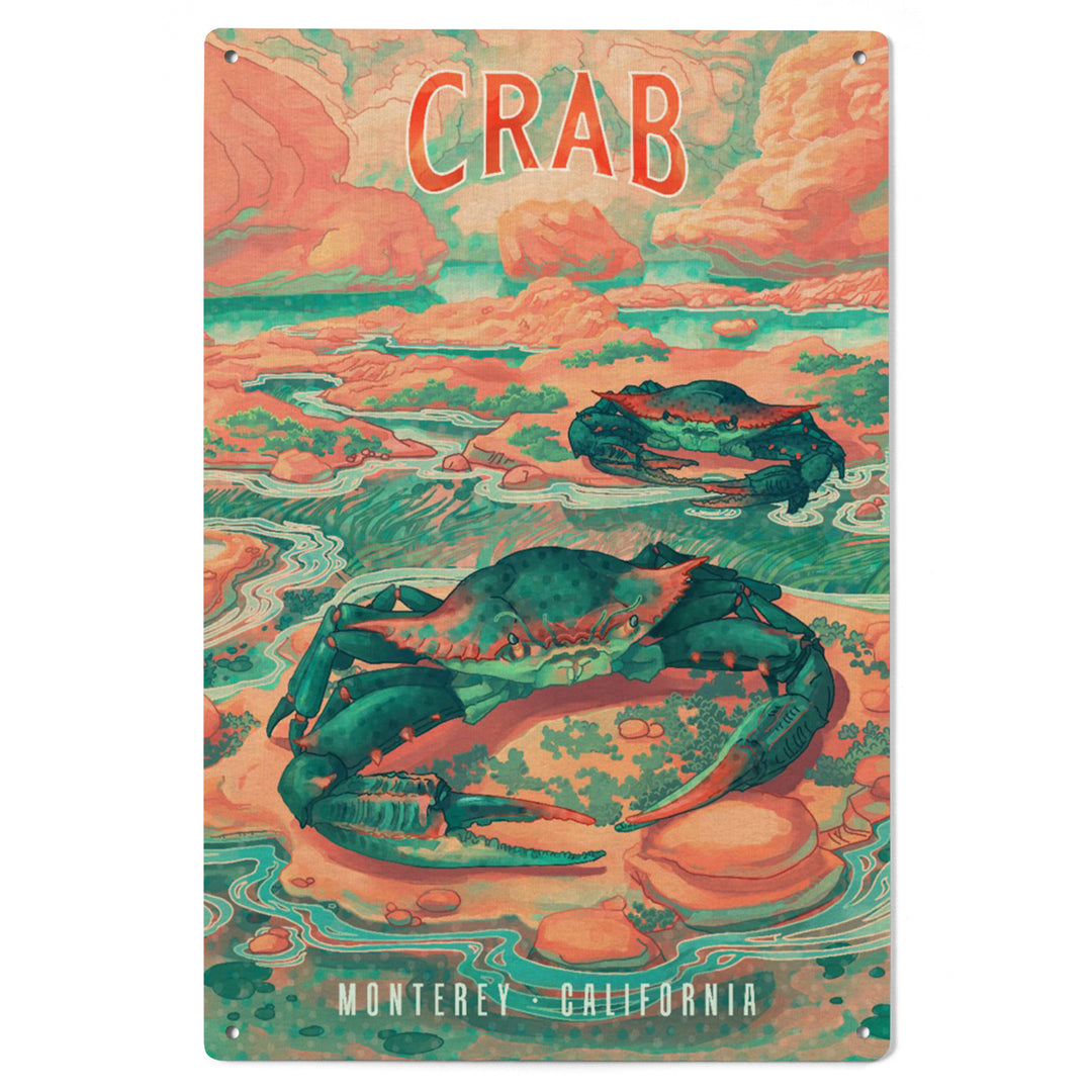 Monterey, California, Fluid Linework, Crab, Wood Signs and Postcards