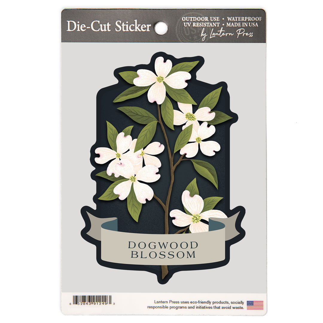 Vintage Flora Noir, Dogwood Blossom, Vinyl Sticker