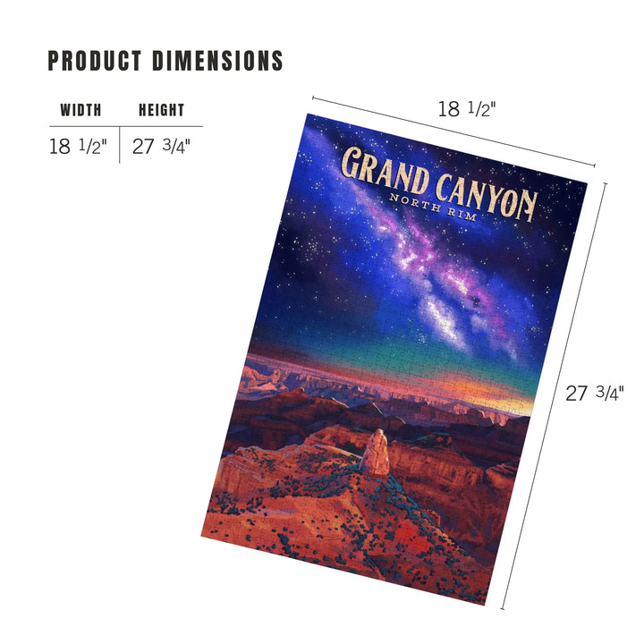 North Rim, Arizona, Oil Painting, Grand Canyon with Stars and Milky Way, 1000 Piece Jigsaw Puzzle