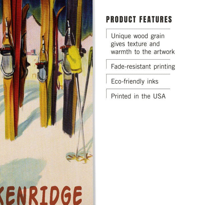 Breckenridge, Colorado, Colorful Skis, Wood Sign and Postcards