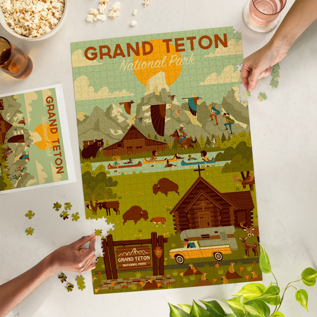 Grand Teton National Park, Wyoming, Geometric National Park Series, 1000 Piece Jigsaw Puzzle