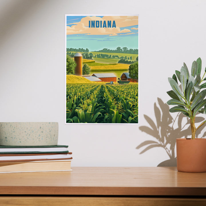 Indiana, Lithograph, Corn Harvest, Art & Giclee Prints