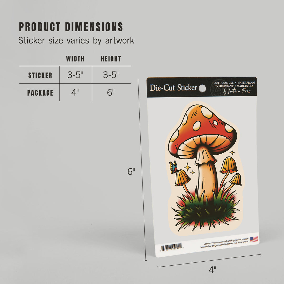 American Traditional, Mushrooms, Vinyl Sticker