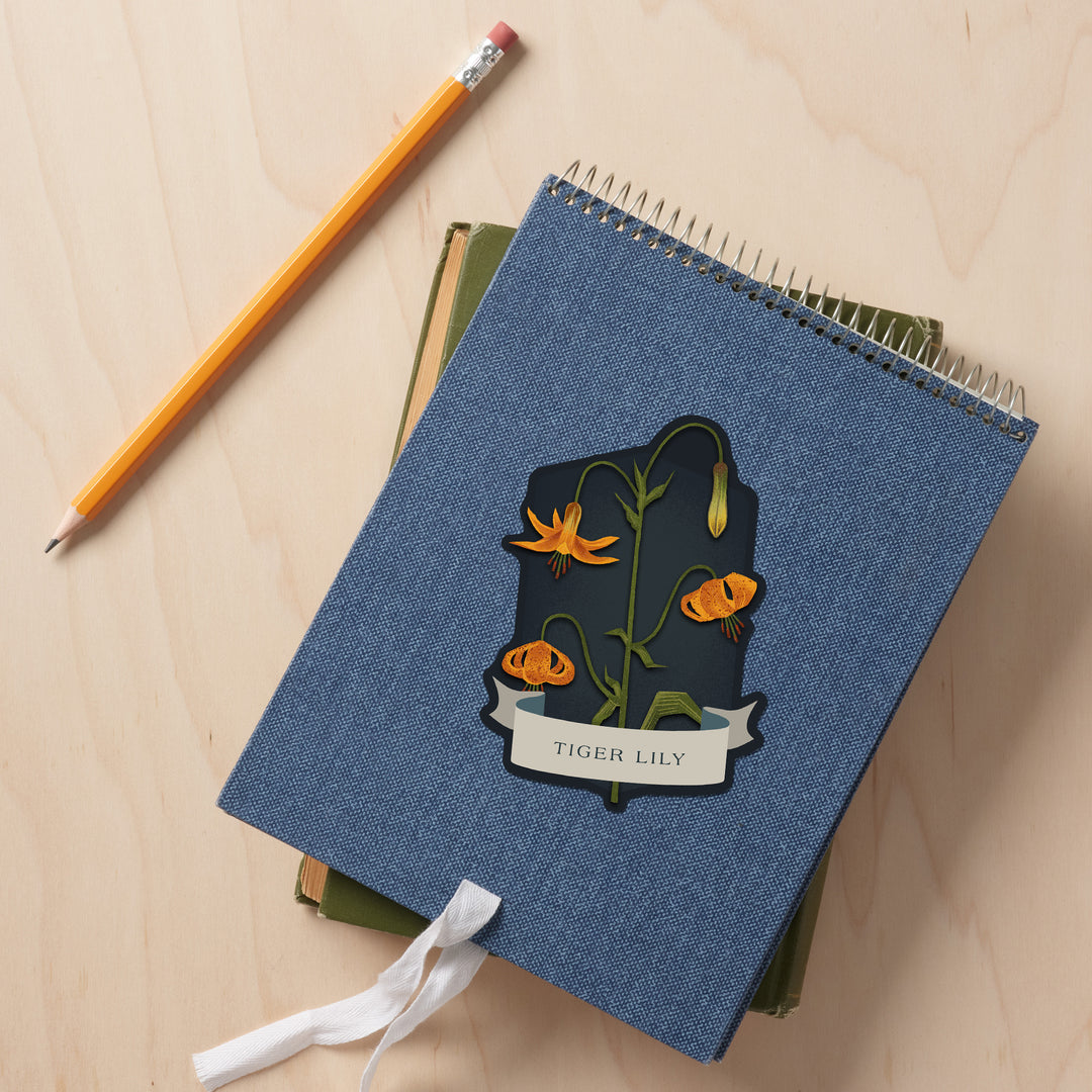 Vintage Flora Noir, Tiger Lily, Vinyl Sticker