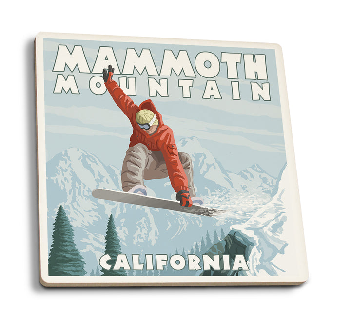 Mammoth Mountain, California, Snowboarder Jumping, Coaster Set
