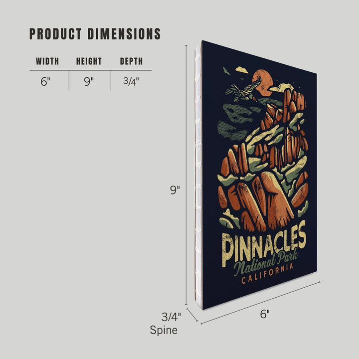 Lined 6x9 Journal, Pinnacles National Park, Distressed Vector, Lay Flat, 193 Pages, FSC paper
