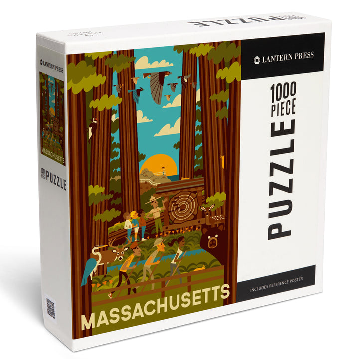 Massachusetts, Geometric, Forest, 1000 Piece Jigsaw Puzzle