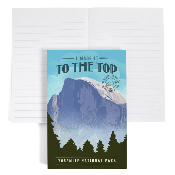 Lined 6x9 Journal, Yosemite National Park, California, I Made it to the Top, Half Dome, Lithograph, Lay Flat, 193 Pages, FSC paper