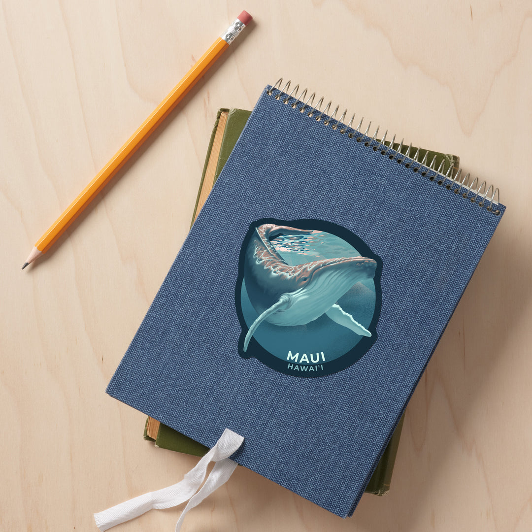 Maui, Hawaii, Lithograph, Humpback Whale, Vinyl Sticker