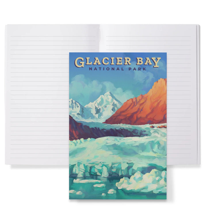Lined 6x9 Journal, Glacier Bay National Park, Alaska, Oil Painting, Lay Flat, 193 Pages, FSC paper