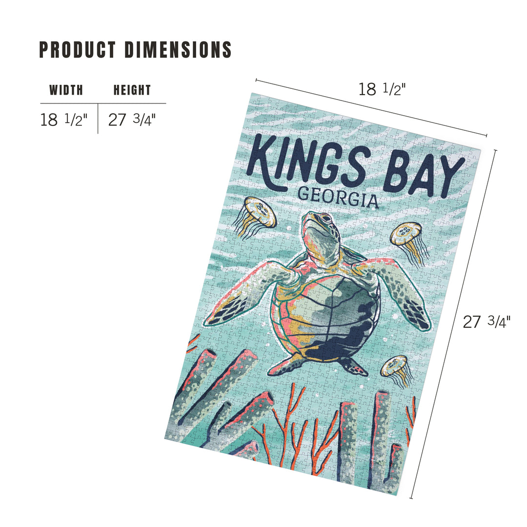 Kings Bay, Georgia, Graphic Pastel, Sea Turtle, Jigsaw Puzzle