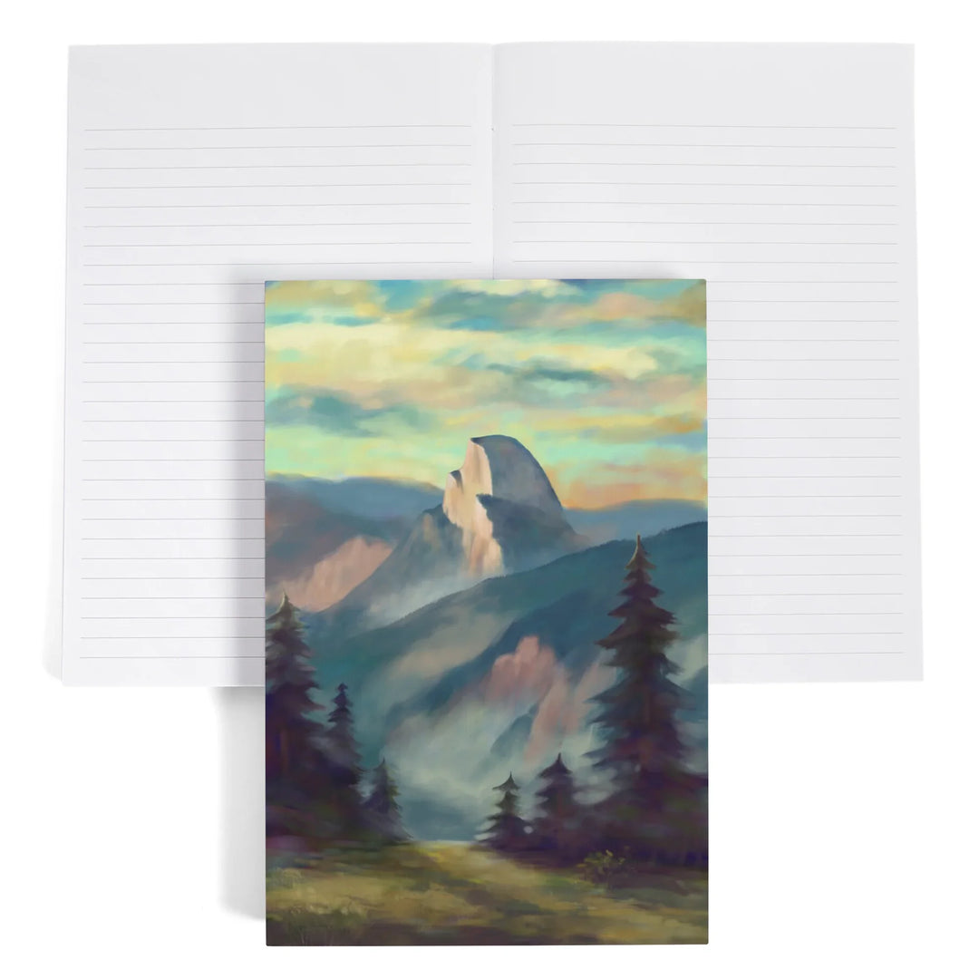 Lined 6x9 Journal, Yosemite National Park, California, Half Dome, Oil Painting, Lay Flat, 193 Pages, FSC paper