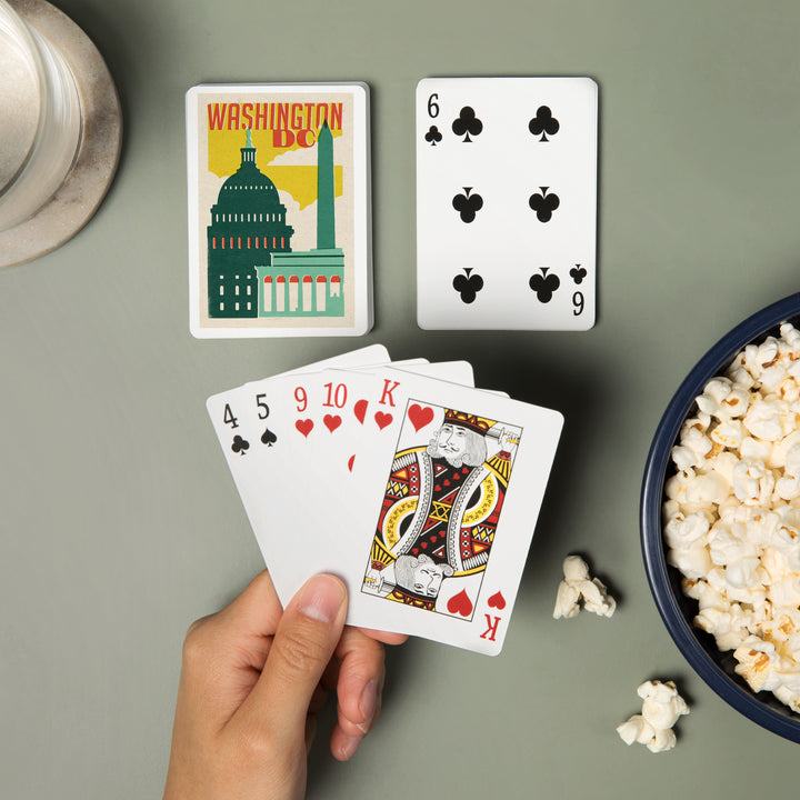 Playing Cards, Washington, DC, Woodblock City Series, Architectural Landmarks, 52 Card Deck with Jokers in Box, Unique Art