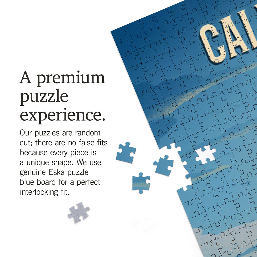 California, Lithograph, Chairlift, 1000 Piece Jigsaw Puzzle