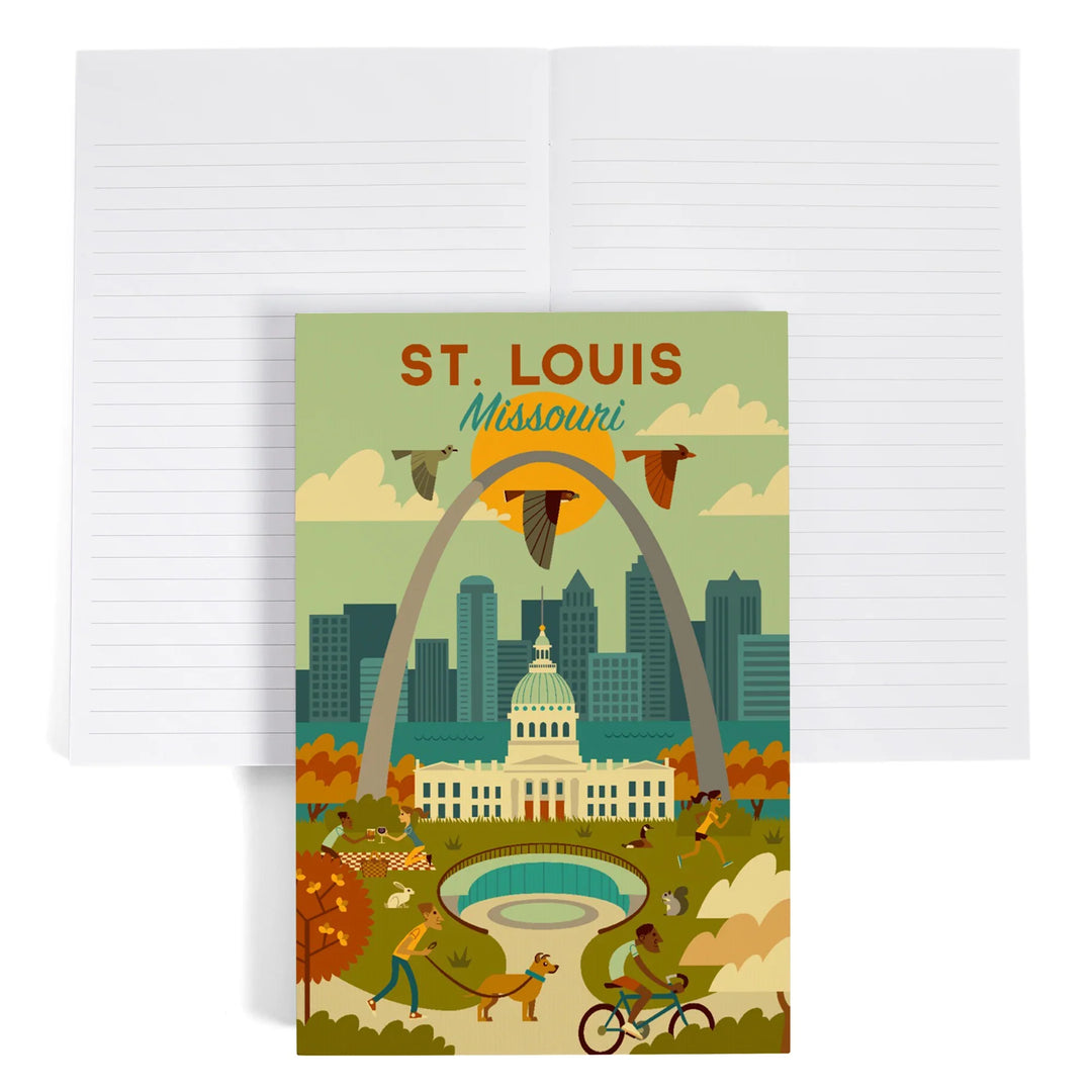 Lined 6x9 Journal, St. Louis, Missouri, Geometric National Park Series, Lay Flat, 193 Pages, FSC paper
