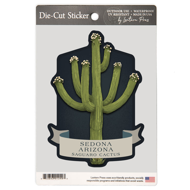 Sedona, Arizona, Vintage Flora Noir, Saguaro Cactus, Vinyl Sticker