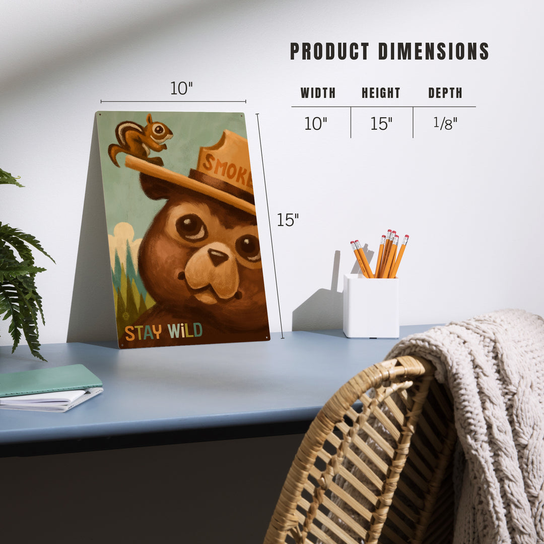Stay Wild, Smokey Bear and Squirrel, Wood Sign and Postcards