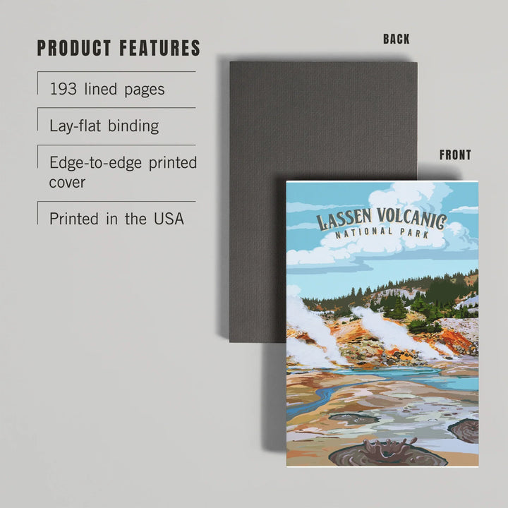 Lined 6x9 Journal, Lassen Volcanic National Park, California, Painterly National Park Series, Lay Flat, 193 Pages, FSC paper