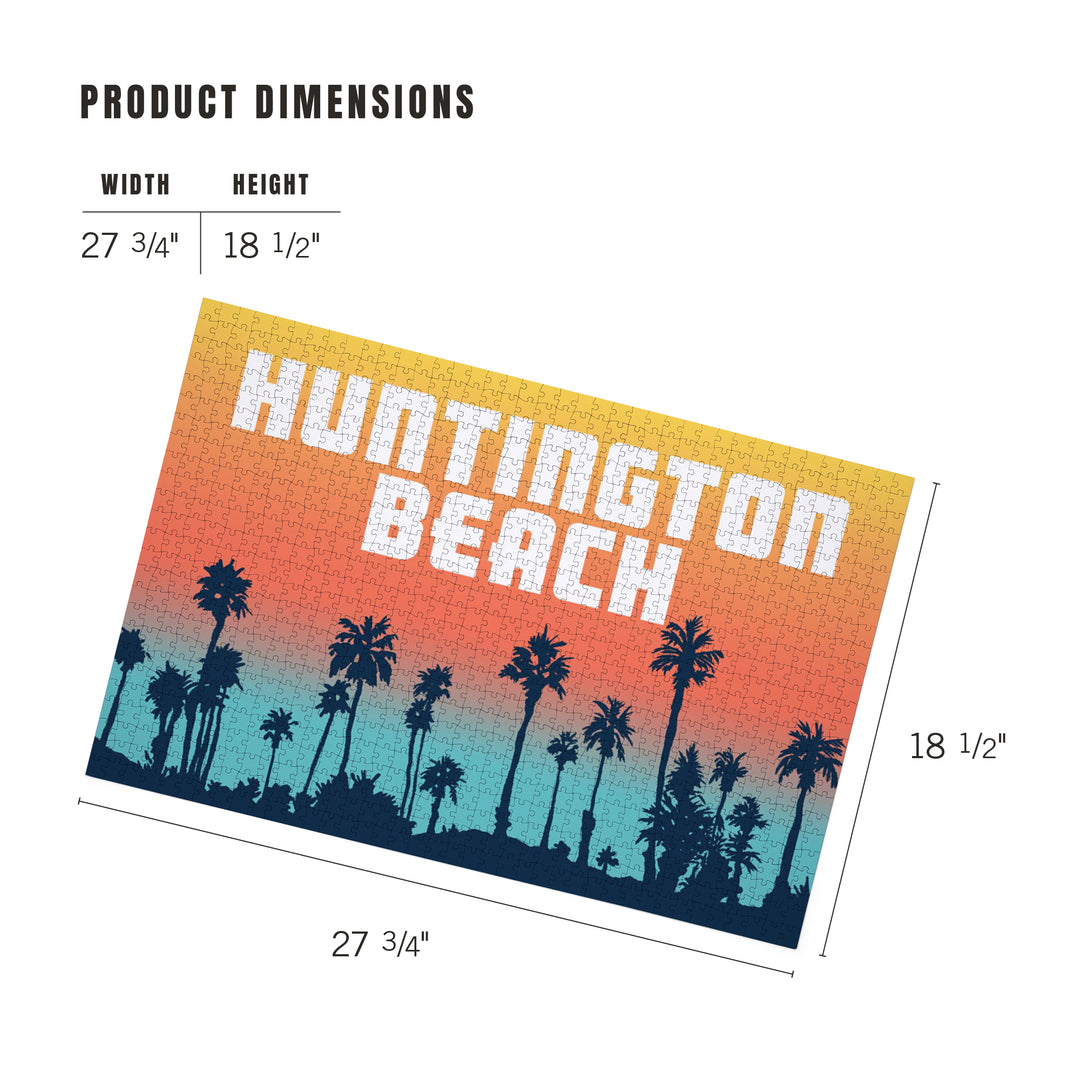 Huntington Beach, California, Palm Trees, Aqua Horizon, Jigsaw Puzzle
