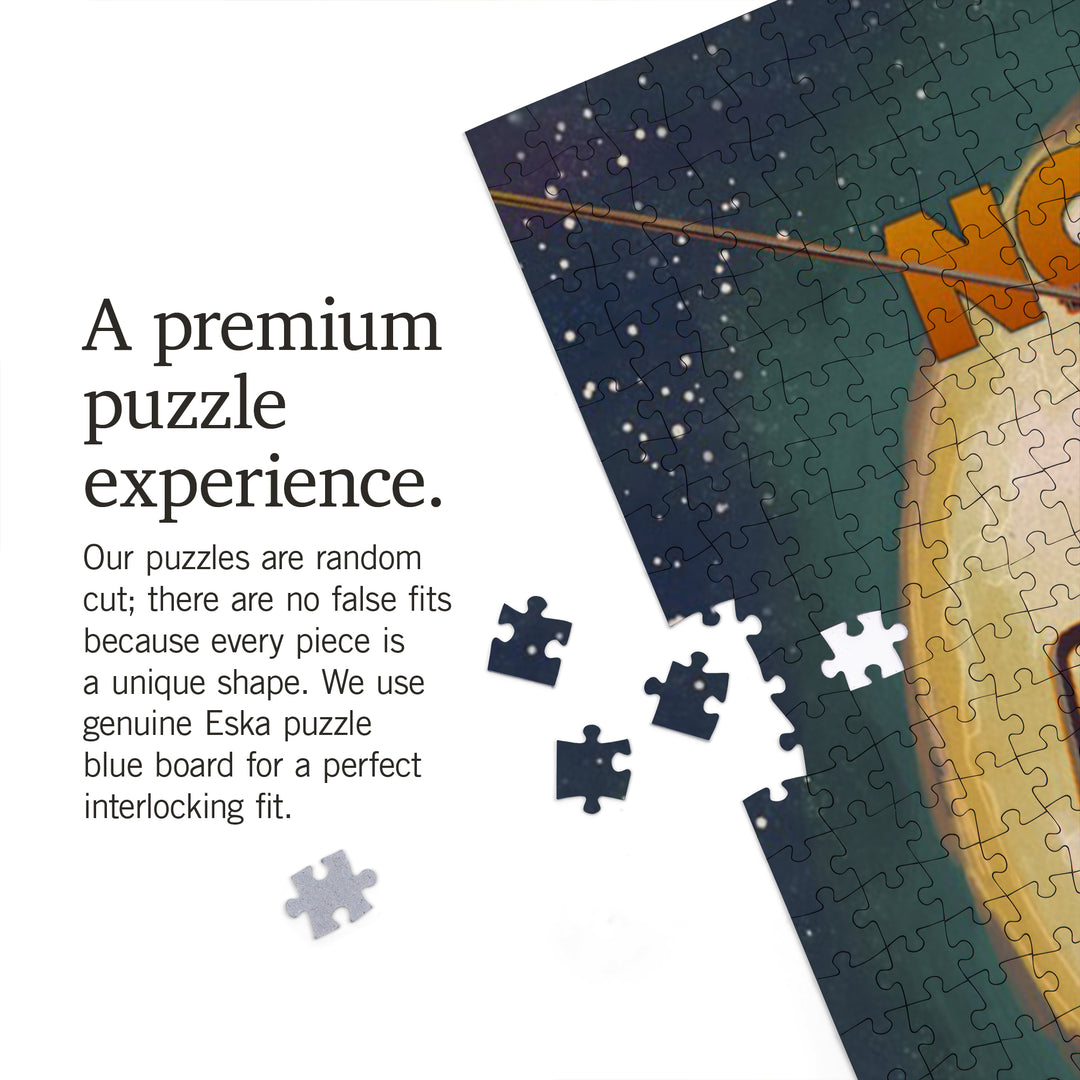 PNW, Ski Lift and Full Moon with Snowboarder, 1000 Piece Jigsaw Puzzle