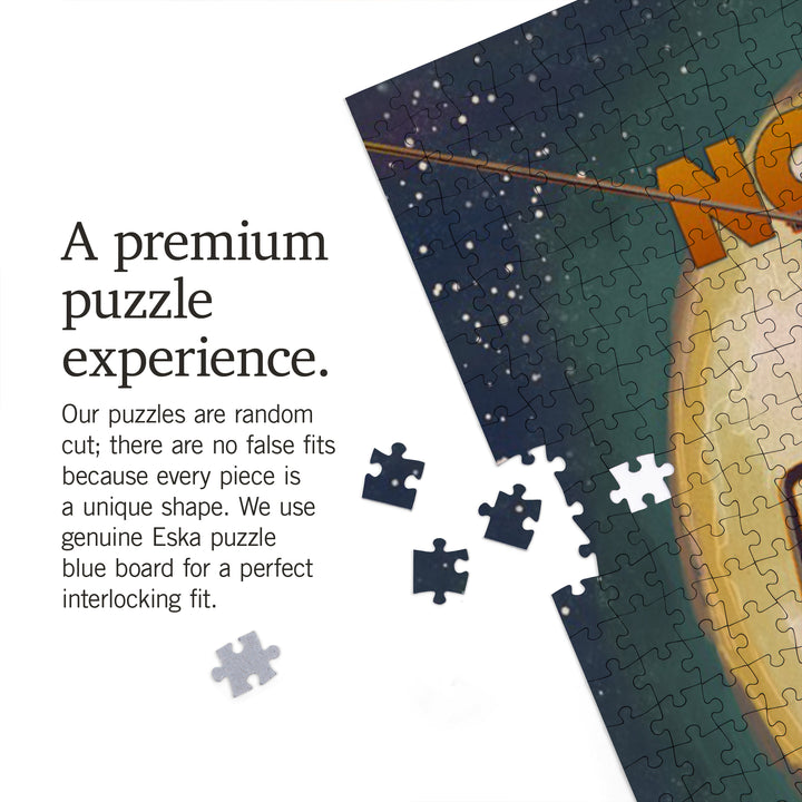 PNW, Ski Lift and Full Moon with Snowboarder, 1000 Piece Jigsaw Puzzle