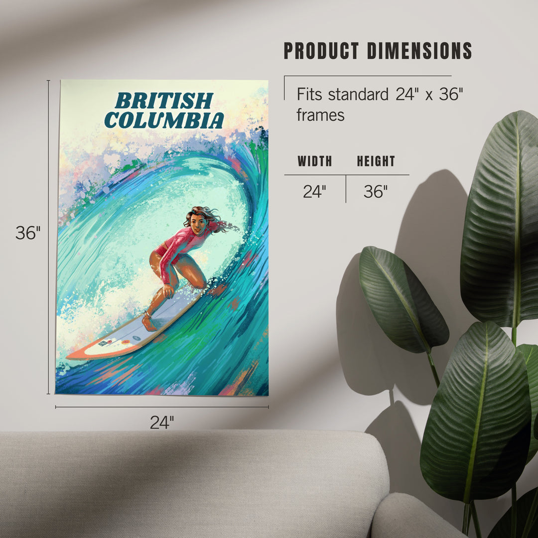 British Columbia, Vitamin Sea, Coastal Series, Surfer Girl, Art & Giclee Prints - Lantern Press