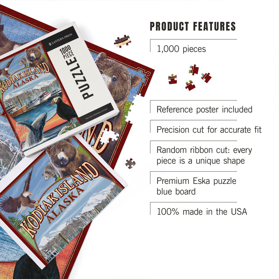 Kodiak Island, Alaska, Montage Views, 1000 Piece Jigsaw Puzzle