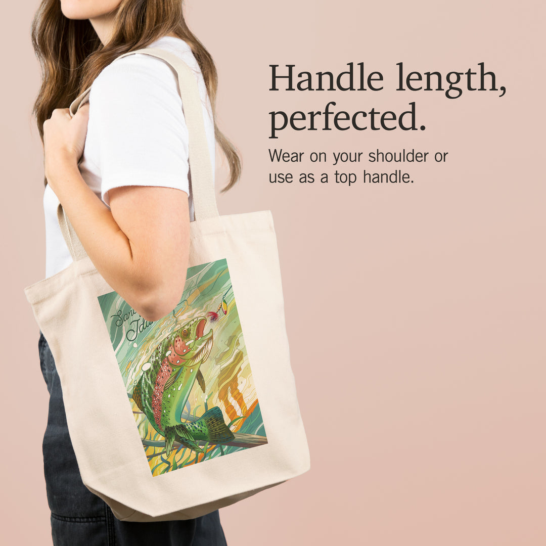 Sandpoint, Idaho, Fishing, Underwater Trout canvas tote bag