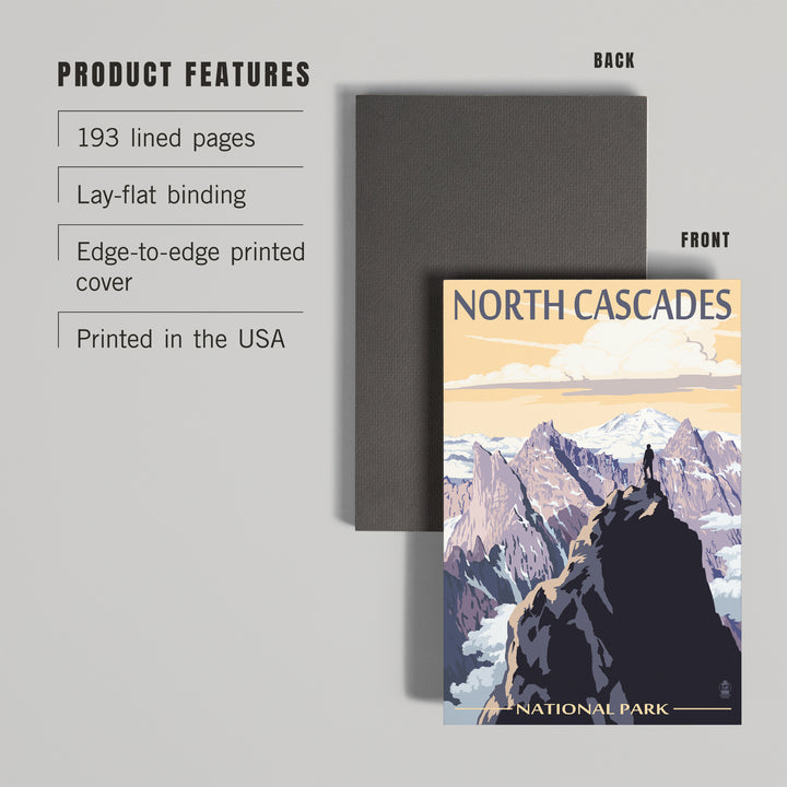 Lined 6x9 Journal, North Cascades National Park, Washington, Mountain Peaks, Lay Flat, 193 Pages, FSC paper
