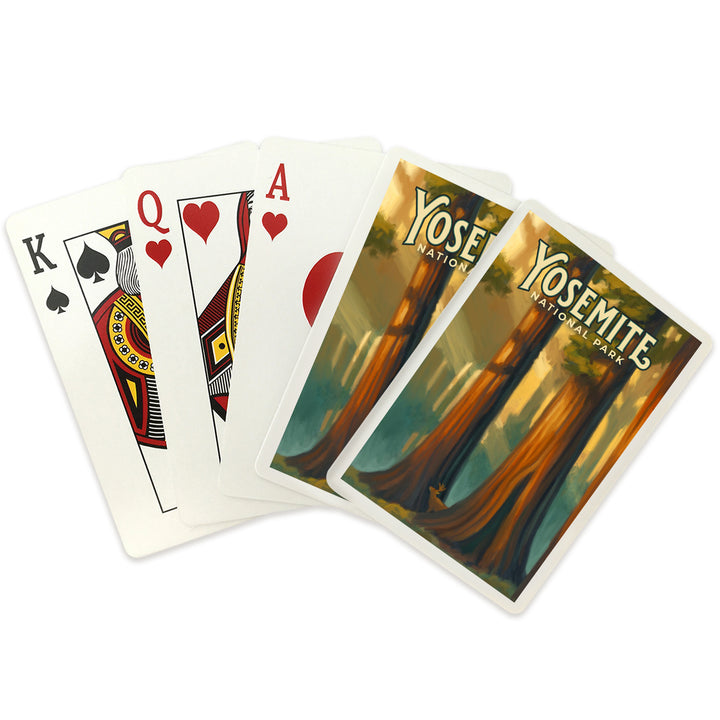 Playing Cards, Yosemite National Park, California, Visit Mariposa Grove, Oil Paintings, 52 Card Deck with Jokers in Box, Unique Art