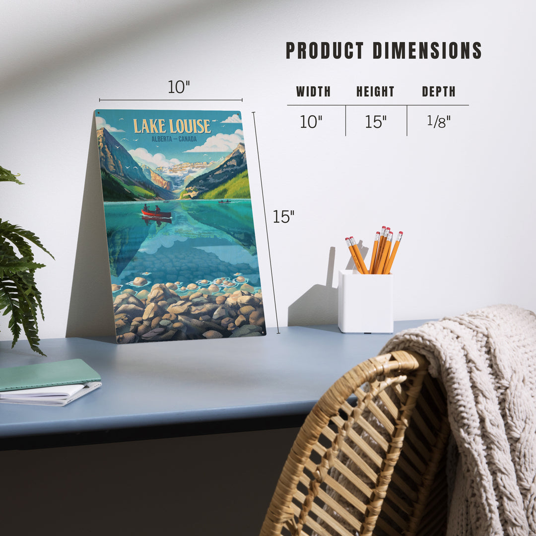 Lake Louise, Alberta, Canada, Lithograph, Summer on Lake Louise, Wood Signs and Postcards