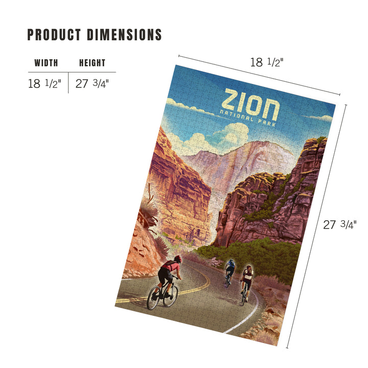 East Zion Bike Trail, Zion National Park Cycling Artwork, 1000 Piece Jigsaw Puzzle