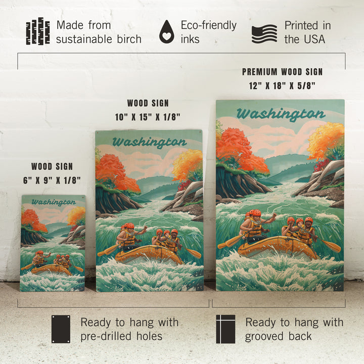 Washington, Seek Adventure, River Rafting wood signs and postcards