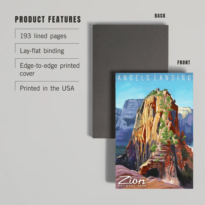 Lined 6x9 Journal, Zion National Park, Utah, Angels Landing, Oil Painting, Lay Flat, 193 Pages, FSC paper