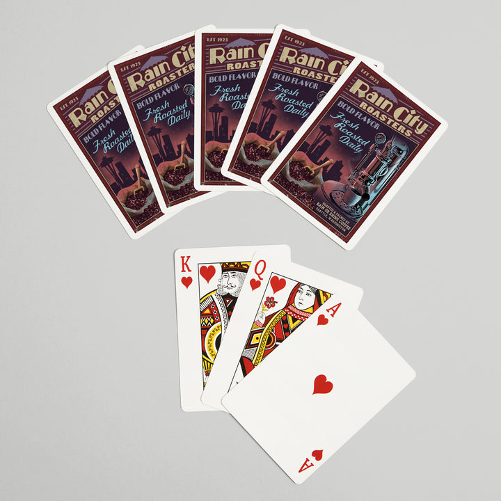Playing Cards, Seattle, Washington, Coffee Roasters Vintage Sign, 52 Card Deck with Jokers in Box, Unique Art