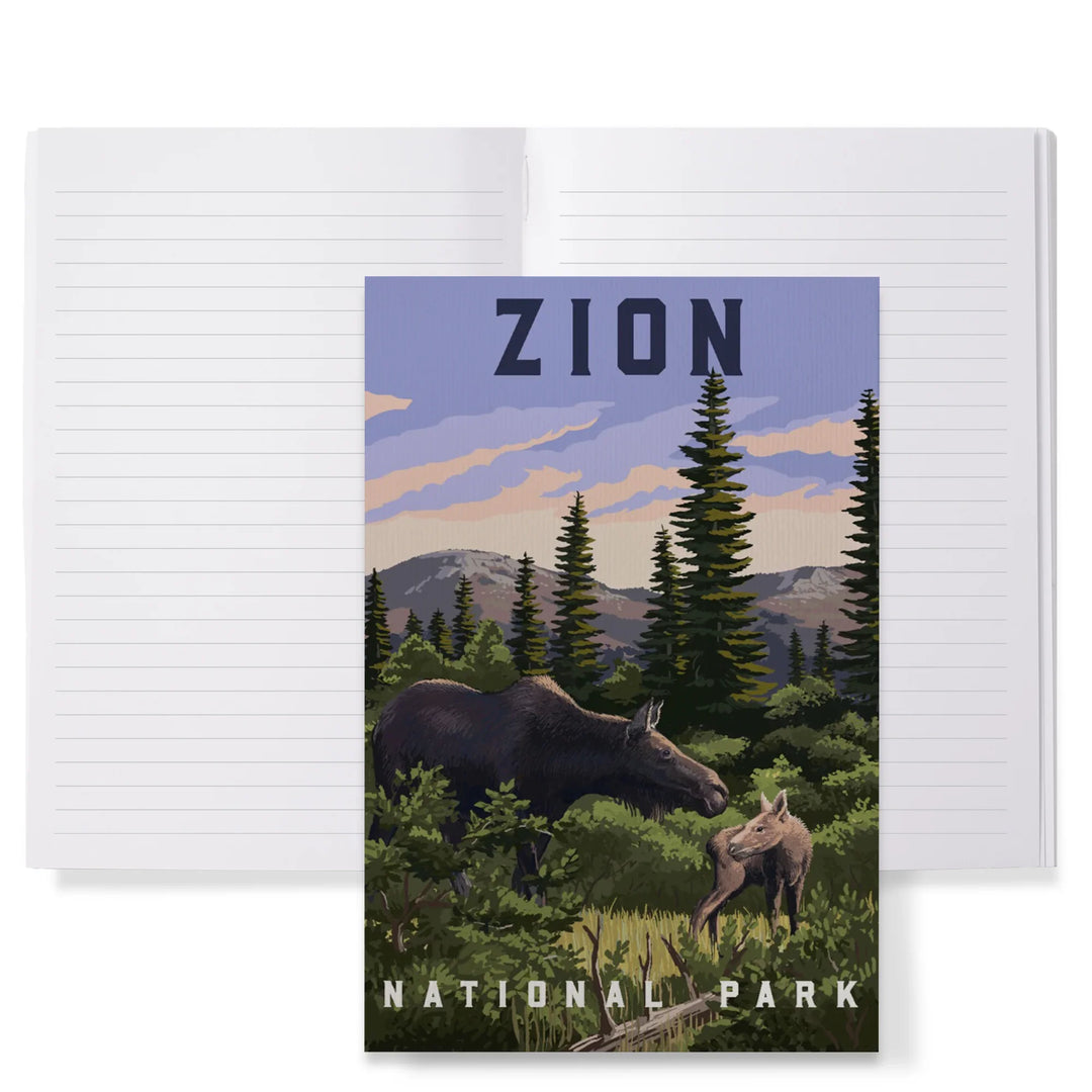 Lined 6x9 Journal, Zion National Park, Moose Scene, Lay Flat, 193 Pages, FSC paper