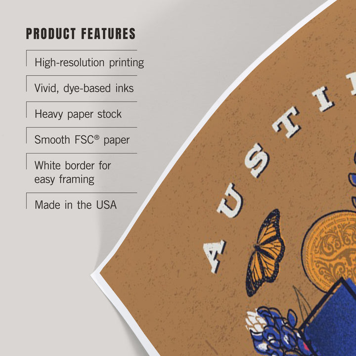 Austin, Texas, State Treasure Trove, Art & Giclee Prints