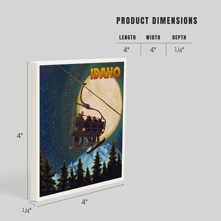 Idaho, Ski Lift and Full Moon, Snowboarder, Coasters