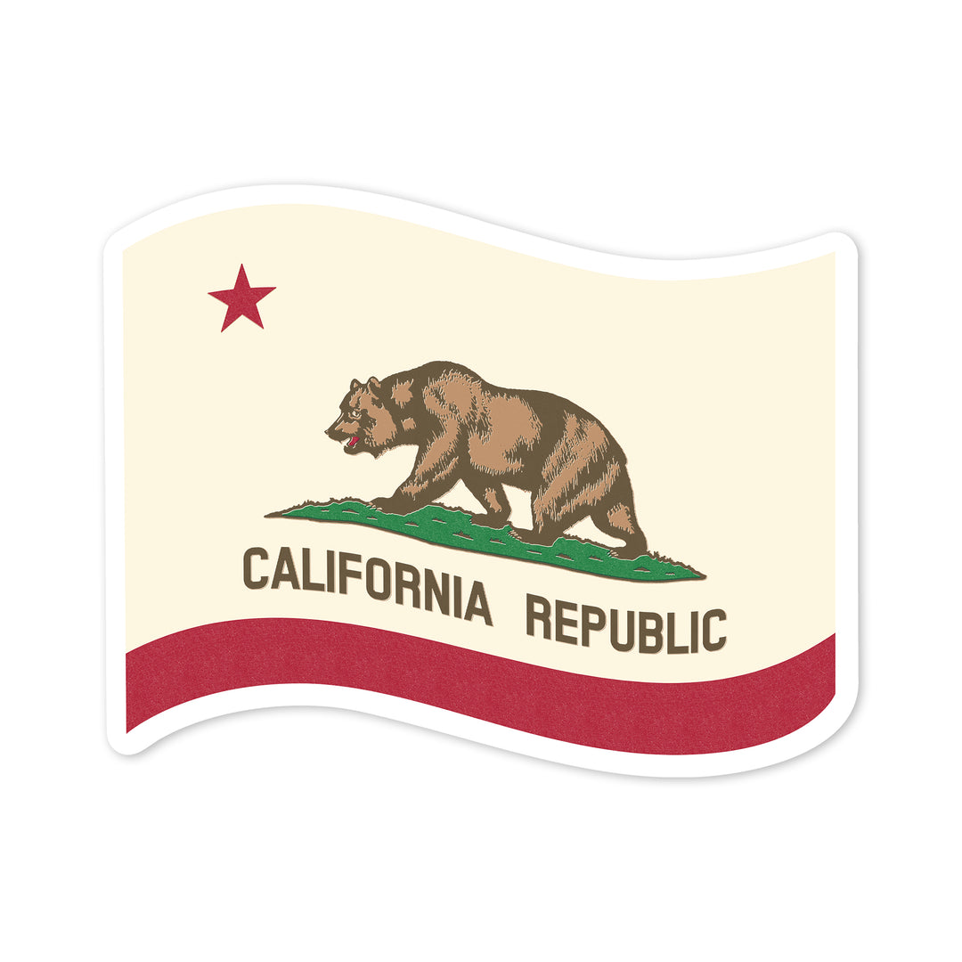 California State Flag, Letterpress, Contour, Vinyl Sticker - Lantern Press