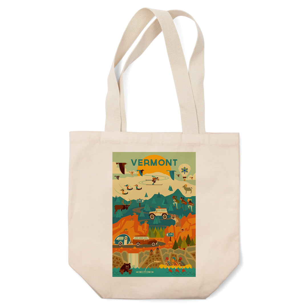 Vermont, Mountain Geometric canvas tote bag