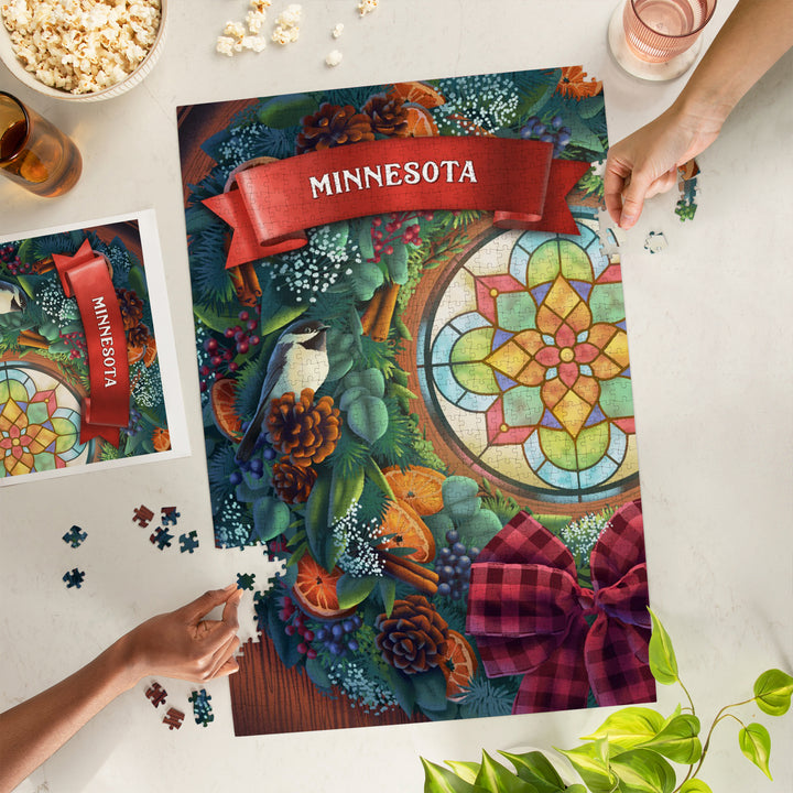 Minnesota, Front Door with Christmas Wreath, 1000 Piece Jigsaw Puzzle