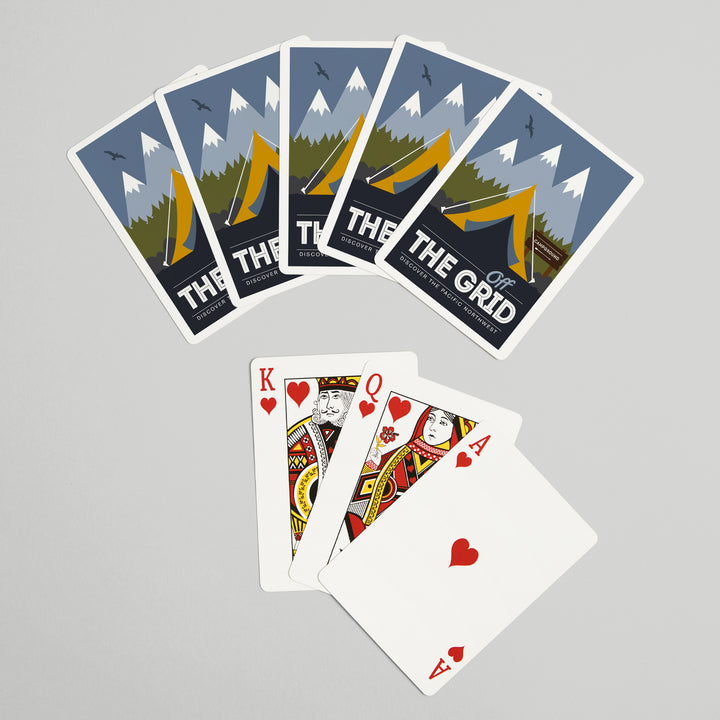 Playing Cards, Discover the Pacific Northwest, Off the Grid, Tent, 52 Card Deck with Jokers in Box, Unique Art